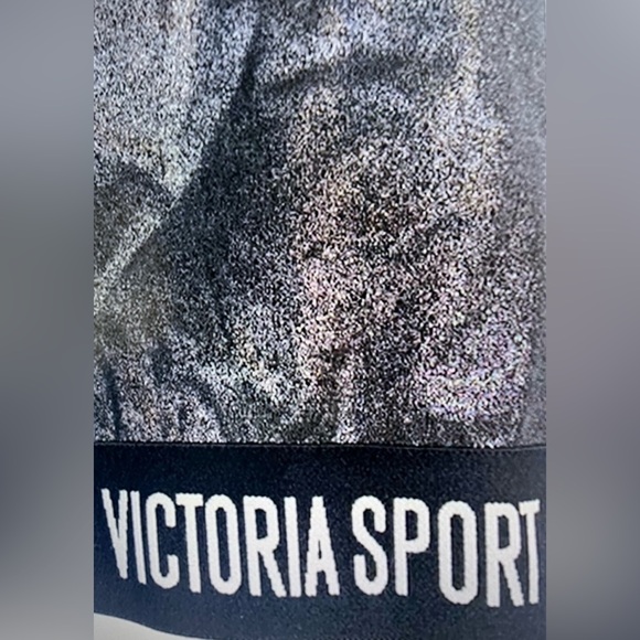 Victoria Sport Shiny Metallic Black and Silver Sports Bra & Leggings Set - Picture 4 of 15